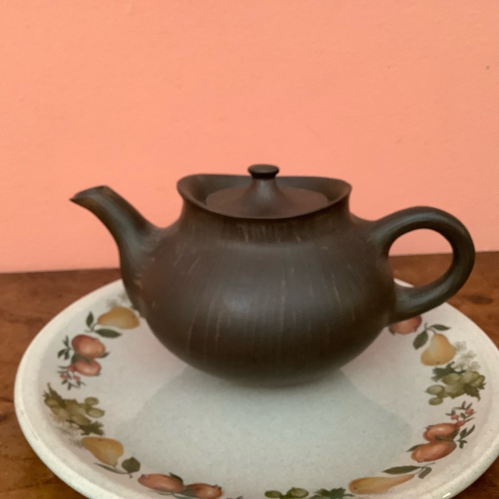 Vintage DANMARK Dark Brown Small Teapot, Likely Made In Denmark Signed Read